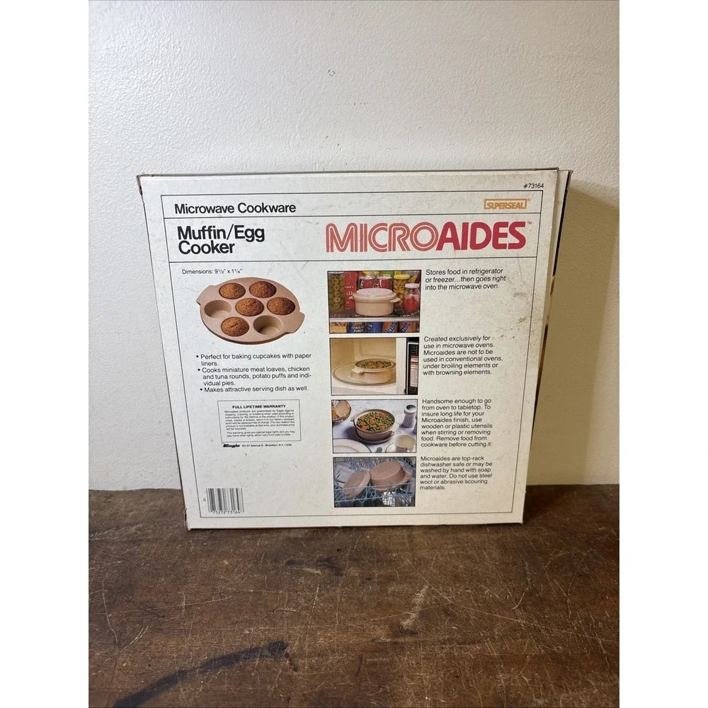 Vtg Anchor Hocking  Microwave Cookware 6 Cup Cupcake Egg Muffin Pan Microware